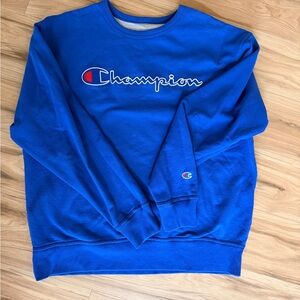 Champion Blue Sweatshirt Embroidered Logo Size Medium